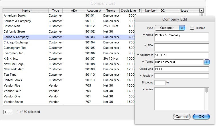 eContacts Company List