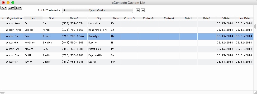 eContacts Custom List